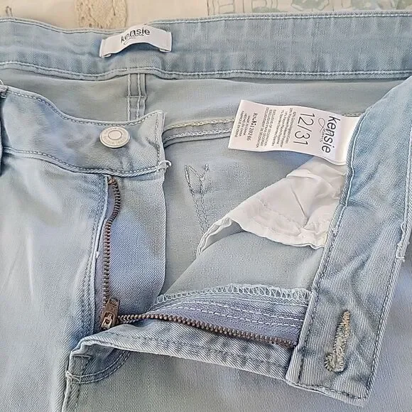 Kensie 12 washed Distressed Light Blue and faded jean shorts Longer Length - Picture 6 of 11